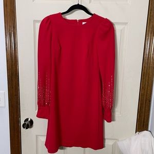 Long Sleeve Red Calvin Klein Dress